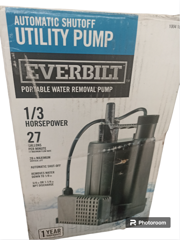 BOMBA SUMERGIBLE EVERBILT 1/3HP 27 GAL/MIN NUEVA